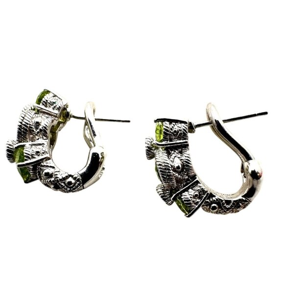 Judith Ripka Sterling Silver Green Peridot Lever Back Pierced Earrings - Picture 2 of 3